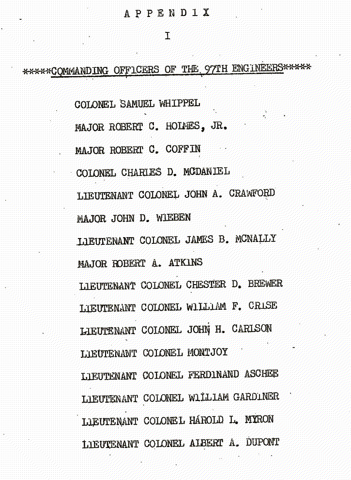 Appendix I, Commanding officers