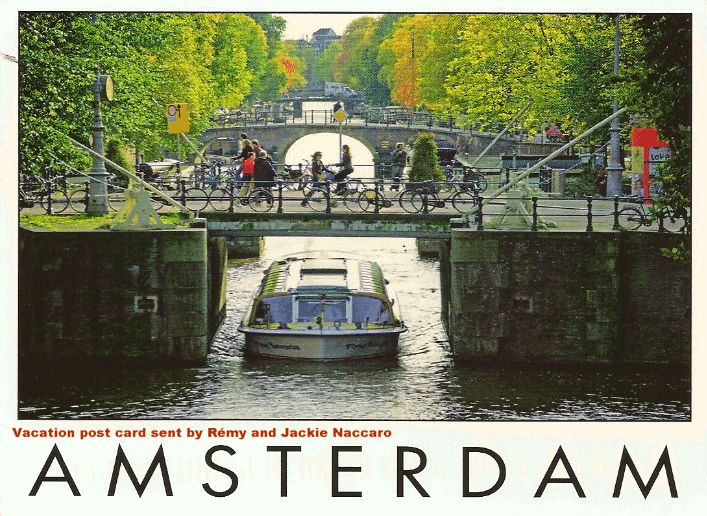 Vacation card from Amsterdam, Holland, sent by Remy and Jackie Naccaro
