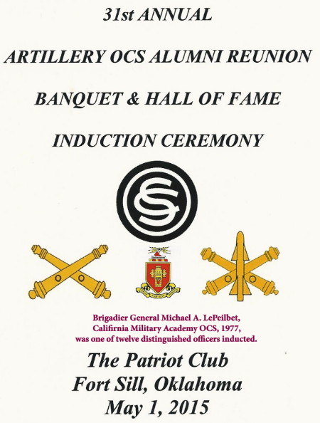 Arty OCS Induction ceremony pamphlet cover, 1 May 2015