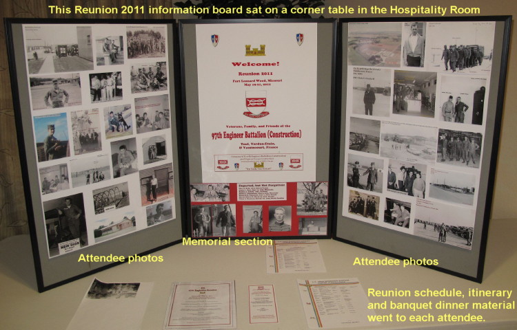 Reunion information board provided by Donna Colwell