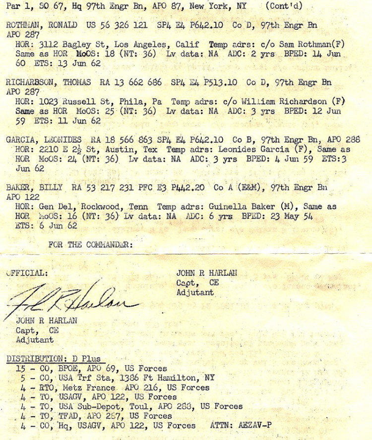 SO 67, dated 25 April 1962, 97th Engr Bn (Const), page 2