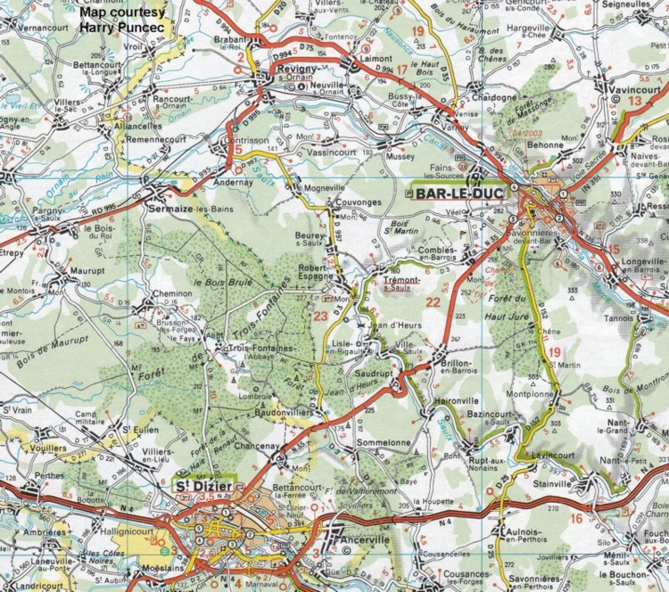 Area map of Vassincourt, courtesy of Harry Puncec