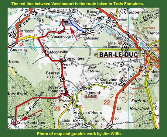 Photo map of Vassincourt area, courtesy of Jim Willis, 69th Signal