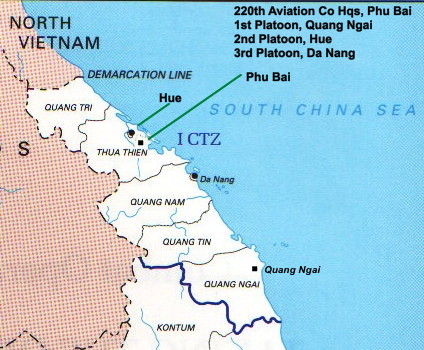 Area map of I Corps showing locations of platoons and company headquarters.