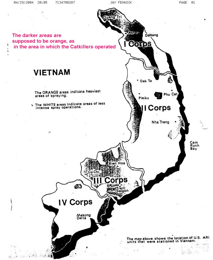 Agent Orange Map, South Vietnam