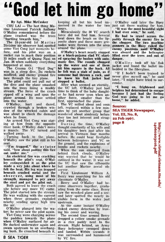 Sea Tiger Newspeper article dated 22 February 1967