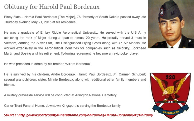 MAJ Harold P. Bordeaux, deceased