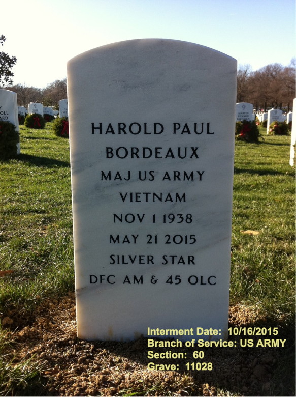MAJ Harold P. Bordeaux, gravestone, Arlington National Cemetery
