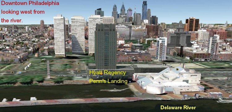Hyatt Regency Philadelphia at Penn's landing, Google Earth view