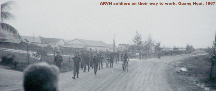 Dennis Currie photo: ARVN soldiers on their way to work, 1967