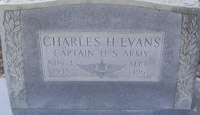 Grave stone for CPT (P) Charles H. Evans, killed in a helicopter accident 5 September 1967