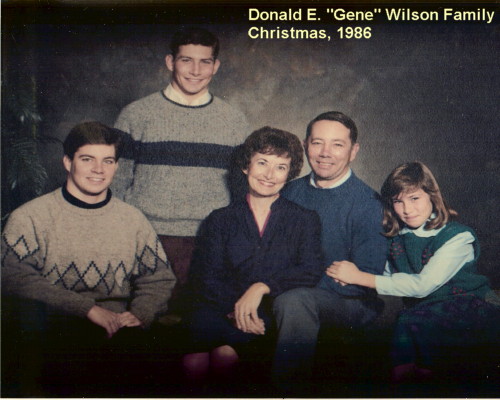 Catkiller Gene Wilson Family, Christmas 1986, wife Ellie, sons Chris and Doug, and daughter, Jennifer