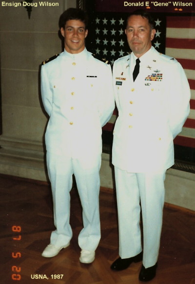 Catkiller Gene wilson and son Doug, USNA, 1987