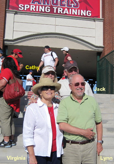 Lynn and Virginia Bumbardger; Jack and Cathy Bentley at an Angles game at Tempe, AZ