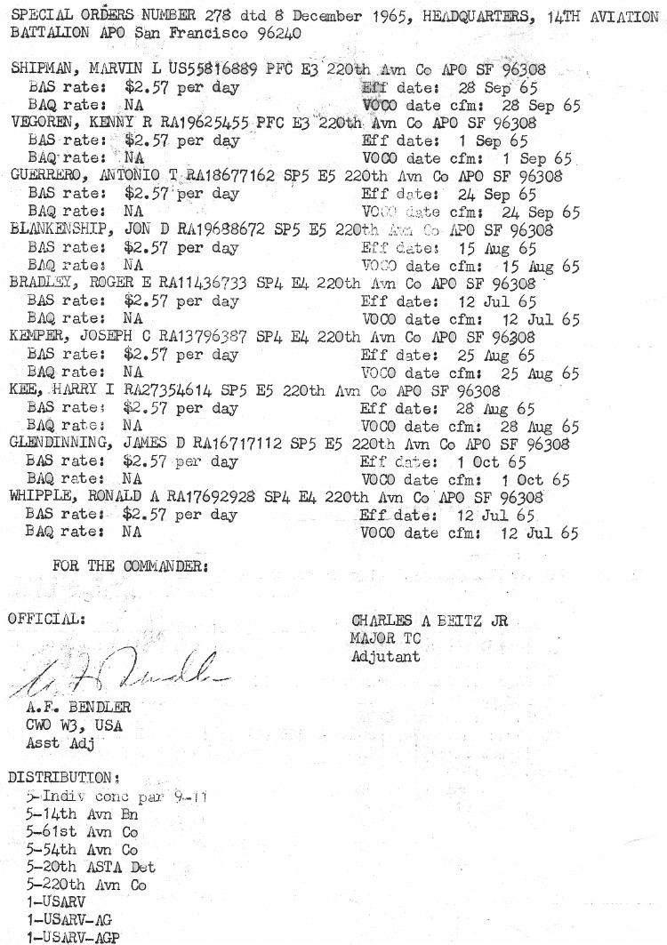 Special Order 279, page 2, dated 8 December 1965