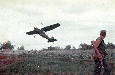 Lift off, with SGT Putnam looking on.