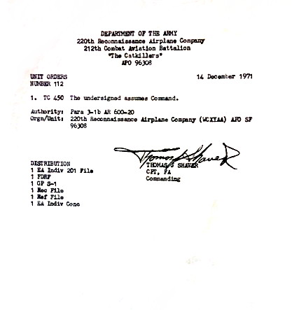 Final Change of Command Orders, 1971