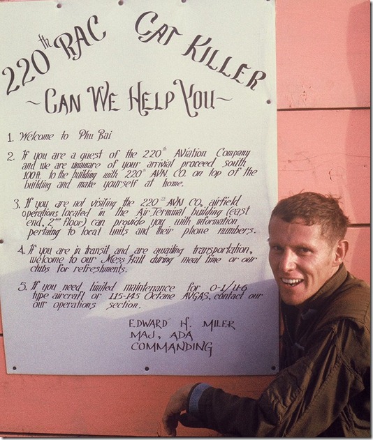 Company sign showing 220th RAC Catkillers, with Charles Finch, Catkiller 19