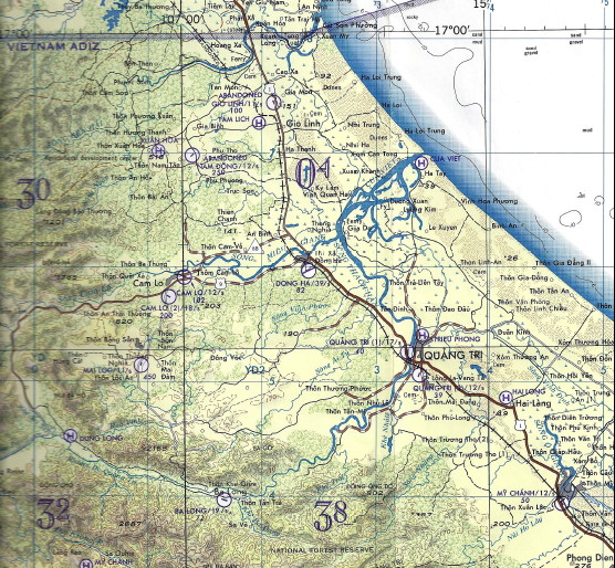 Quang Tri to DMZ map, 1965