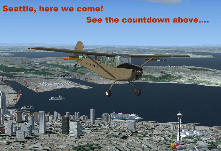 courtesy of Patrick Webster, this Birddog circles over Seattle, on recon mission until the reunion