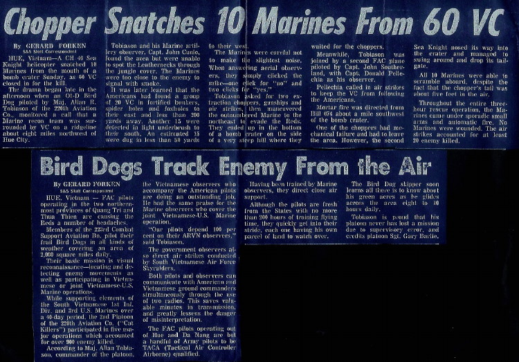 1967 Stars and Stripes article courtesy of Marine Capt. Don Pellecchia