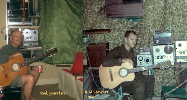 Rod Stewart with the 12-string guitar, then and now