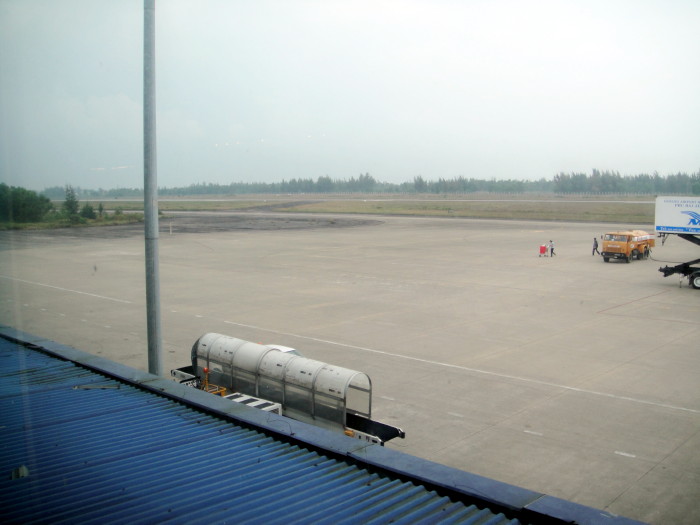 View of ramp towards Catkiller maintenance area. The airport still had the same layout as when we were there, but was closing the month after we left to get a complete face lift. It was a hoot taking off on Phu Bai runway enroute to Saigon.