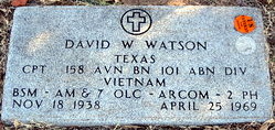 gravestone for David Warren Watson, KIA