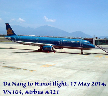 Da Nang flight to Hanoi, Vietnam Airlines Flt 164