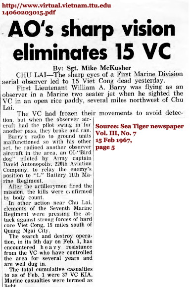 Sea Tiger Newspeper article dated 15 February 1967 Sea Tiger Newspeper article dated 15 February 1967