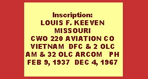 CWO Louis Ferdinand Keeven, gravemarker inscription