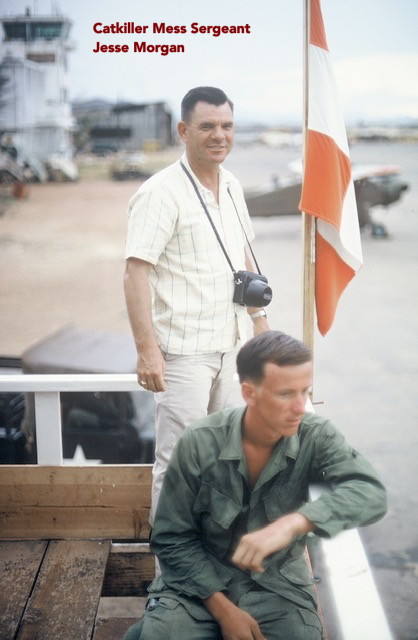 Catkiller Mess Sergeant Jesse Morgan, 1969, on the left in the white shirt