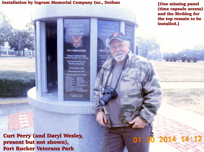 All Vietnam Unit Birddog Monument installation at Fort Rucker, 30 January 2014