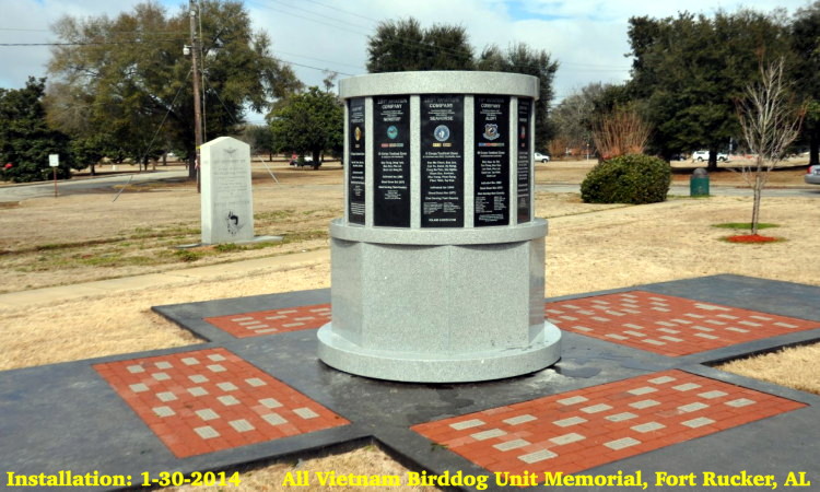 All Vietnam Unit Birddog Monument installation at Fort Rucker, 30 January 2014