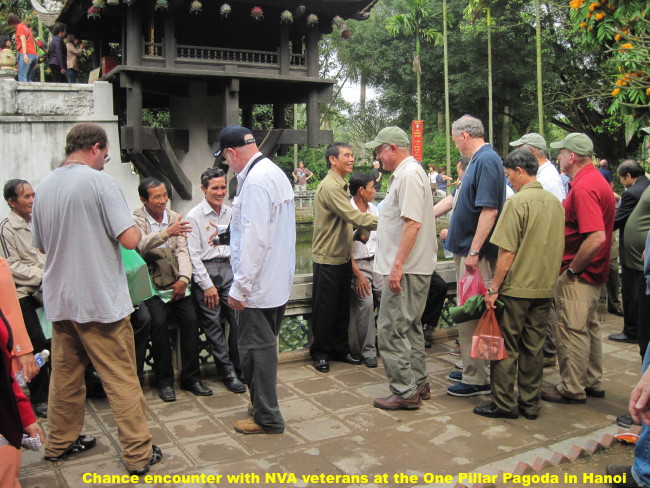 Chance encounter with NVA veterans at the One Pillar Pagoda in Hanoi
