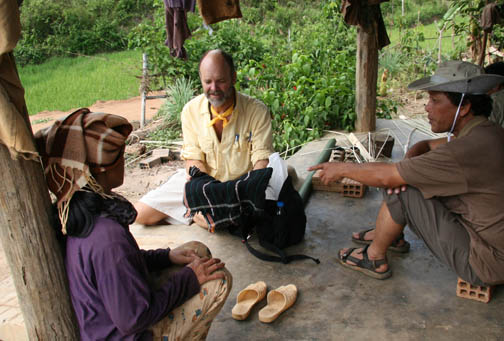 Rod, showing some old woven cloth